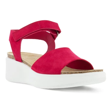 Sandalias Ecco Flowt Wedge Cork Mujer Rojas / Marrones | 684-YBCKFV