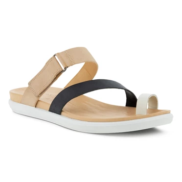 Sandalias Ecco Simpil Planos Puntera-loop Mujer Gris Blancas / Negras | 489-MEVBXW