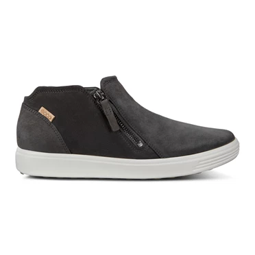 Zapatillas Ecco Soft 7 Side Zip Up Boolace Up Mujer Gris Oscuro | 350-IYXONB