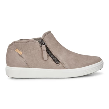 Zapatillas Ecco Soft 7 Side Zip Up Boolace Up Mujer Gris | 756-PEMDBY