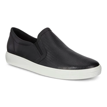 Zapatillas Ecco Soft Classic Slip On Mujer Negras | 931-VZKLPA