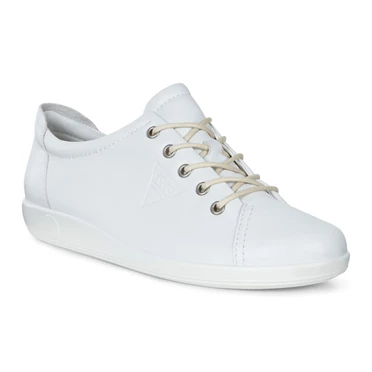 Zapatos Casuales Ecco Soft 2.0 Encaje Up Mujer Blancas | 203-KMPVXJ