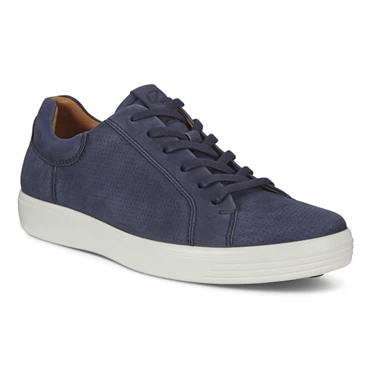 Zapatos Casuales Ecco Soft 7 Calle Perf Hombre Azules | 276-QWZVCO