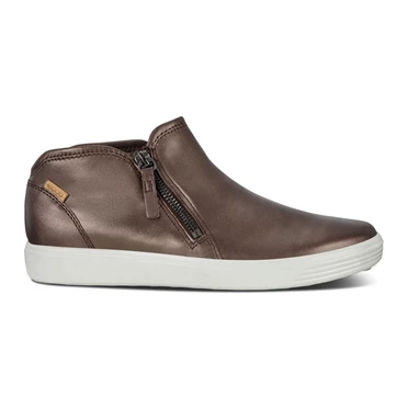 Zapatos Casuales Ecco Soft 7 Side Zip Up Boolace Up Mujer Metal | 629-OXVHZW